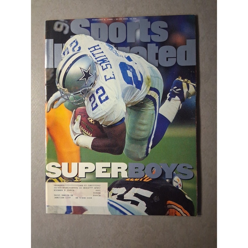🔥Emmitt Smith Dallas Cowboys Sports Illustrated Feb 5 1996 NFL Super Bowl🔥